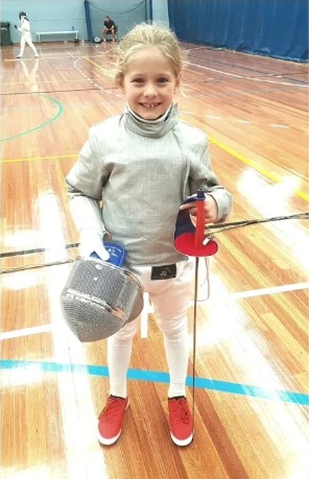 Zara fencing as a young child in 2017